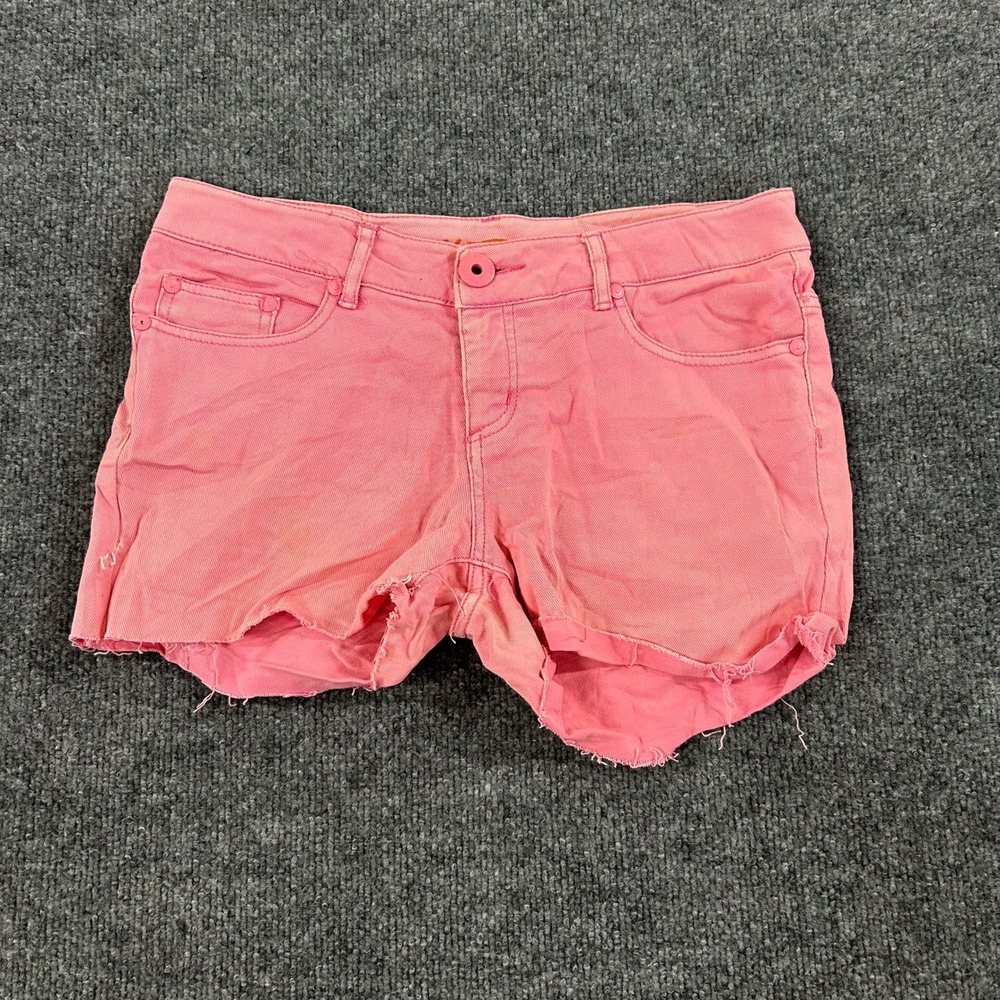 ONLY Shorts Womens Size 28 Pink Denim Raw Hem Low Rise Casual Stretch 7279